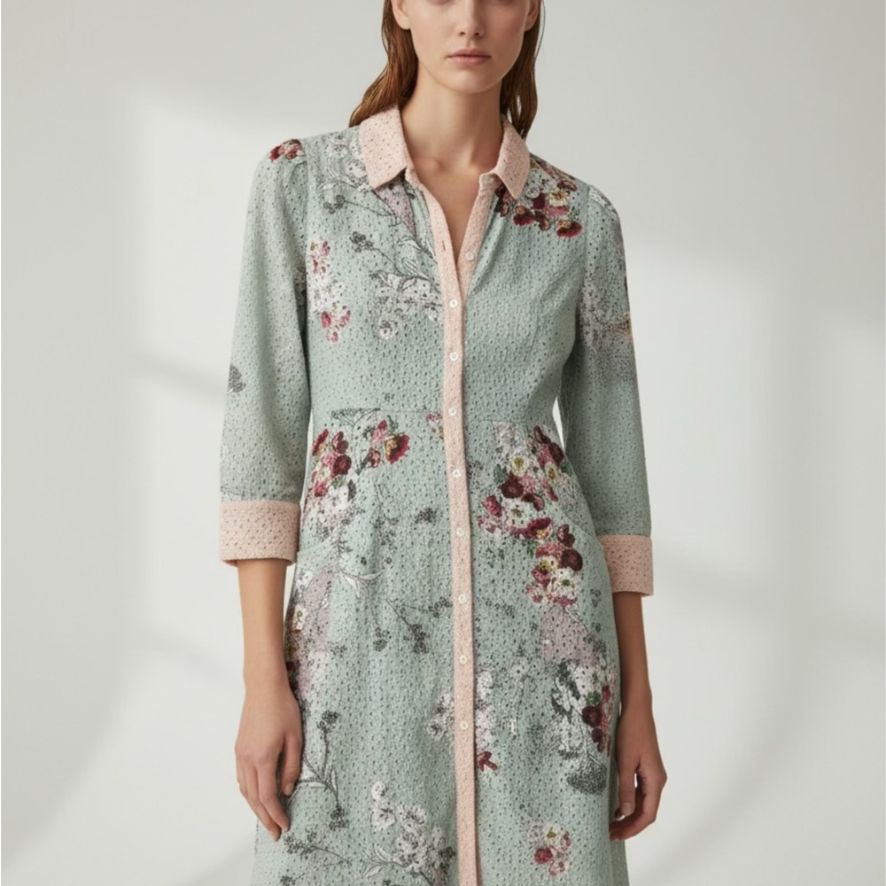 ATHROPOLOGIE  VARUN BAHL BLOOMED EYELET DRESS SIZE 6 EUC